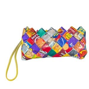 Y2k Woven Candy Wrapper Wristlet Clutch Recycled Snack Bag Handbag Multicolor